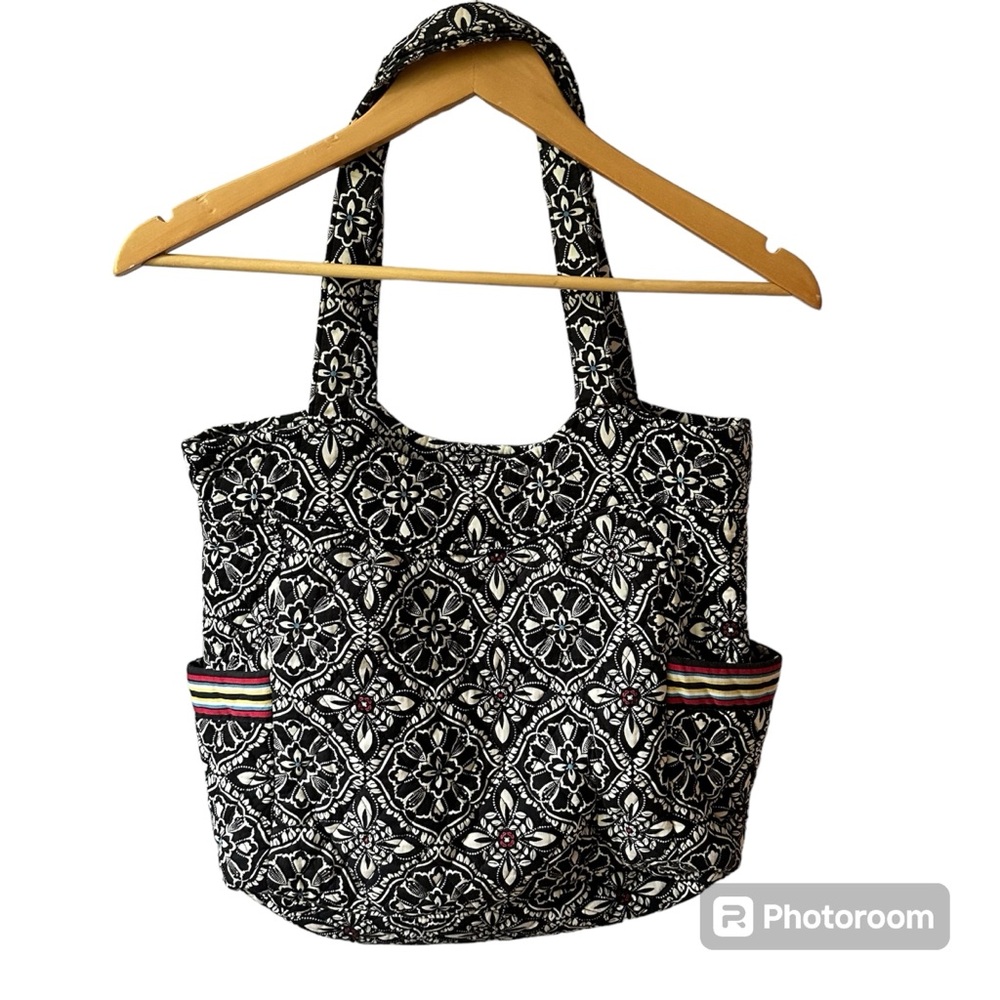 Vera Bradley Barcelona Black White Geometric Large Tote Bag Purse